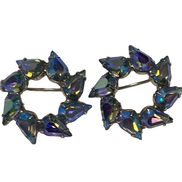 Vintage Stunning Pair of AB Rhinestone Brooches - Picture 2 of 10